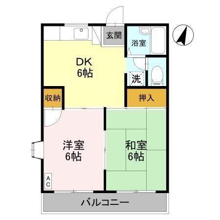 コーポサニーサイド(2DK/2階)の間取り写真