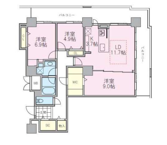 ロイヤルパークスタワー南千住(3LDK/31階)の間取り写真