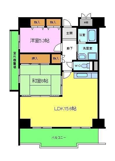 ポルト堺1(2LDK/1階)の間取り写真