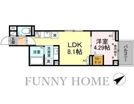 ルリアン船橋(1LDK/3階)の間取り写真