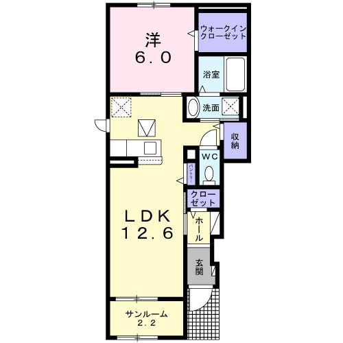 ボニート IV(1LDK/1階)の間取り写真