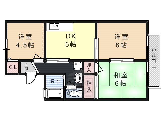 グレースハイムB棟(3DK/2階)の間取り写真