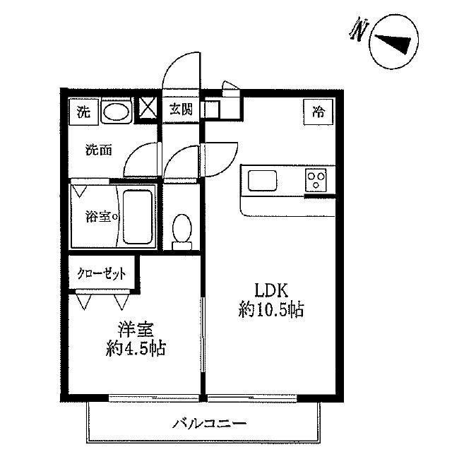 アムール 野火止(1LDK/1階)の間取り写真
