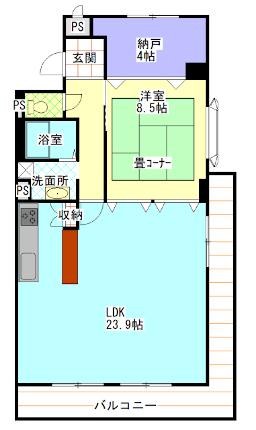 ファミール和歌山壱番館(1SLDK/9階)の間取り写真