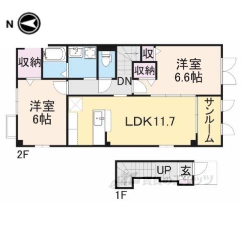 アバンツァート2(2LDK/2階)の間取り写真