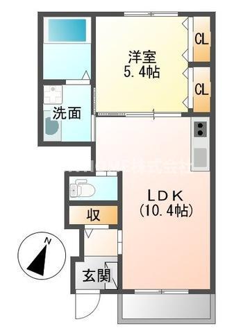 エスパワールII(1LDK/1階)の間取り写真