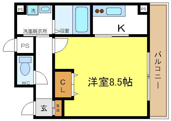 クレセントコート(1K/3階)の間取り写真
