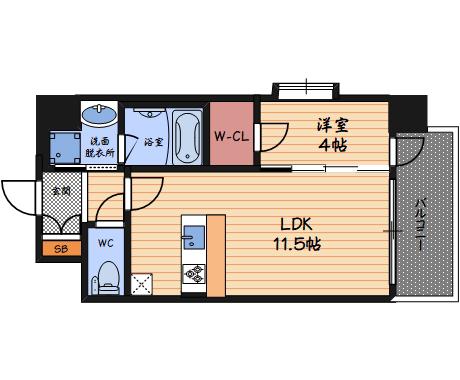 スプランディッド中之島DUE(1LDK/5階)の間取り写真