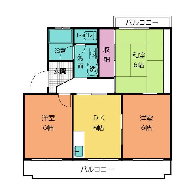 ベルローズ(3DK/2階)の間取り写真