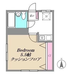 コンフォール城南(1K/1階)の間取り写真