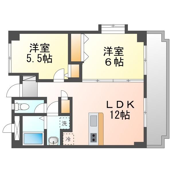 アルコイリス(2LDK/4階)の間取り写真