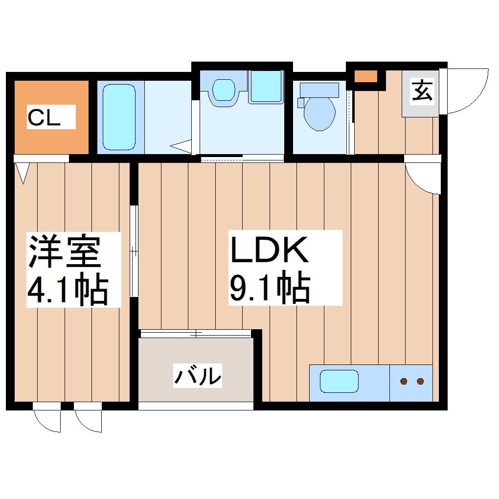 グランキオ旭ヶ丘(1LDK/2階)の間取り写真