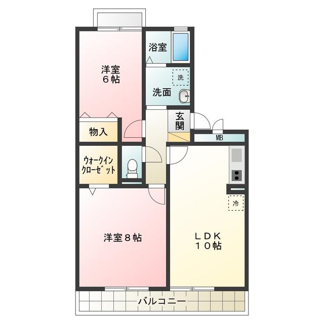 エスポワール(2LDK/1階)の間取り写真