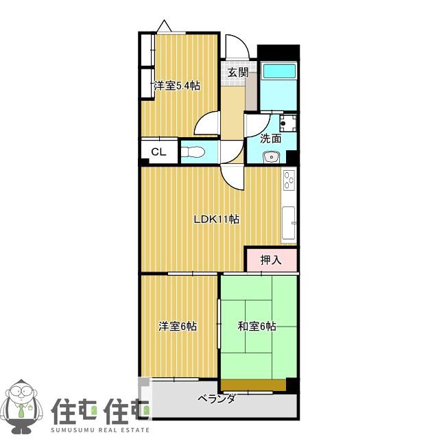ロアジール上ヶ池(3LDK/3階)の間取り写真
