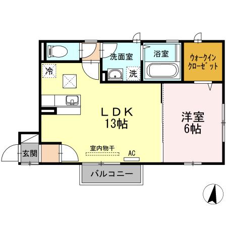 グリーンハイツ(1LDK/1階)の間取り写真
