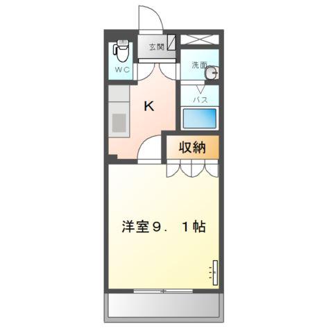 アメニティハイツK(1K/2階)の間取り写真