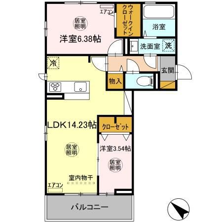 SORA(2LDK/2階)の間取り写真