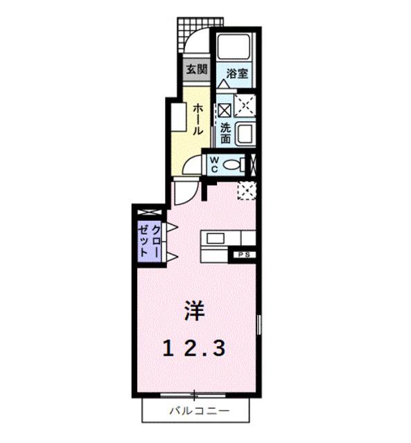 グリーンアンジュII(ワンルーム/1階)の間取り写真