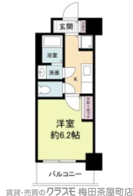グラマシー心斎橋東(1K/6階)の間取り写真