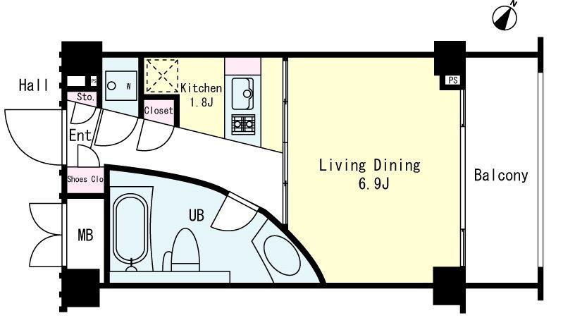 シンシア三軒茶屋RESIDENCECAFE(1K/4階)の間取り写真