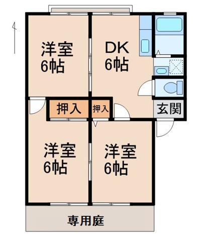 グリーンフル福田(3DK/1階)の間取り写真