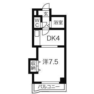 プレサント南5西9(1DK/9階)の間取り写真
