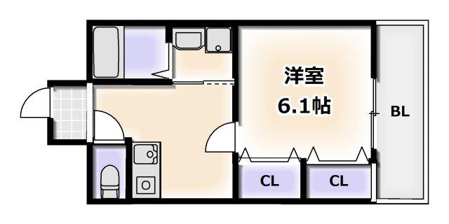 ピアチェーレ文の里(1K/3階)の間取り写真