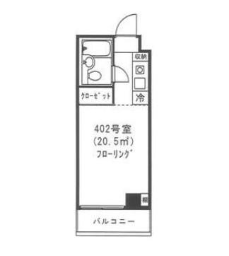 ハーベストハウスII(1K/4階)の間取り写真