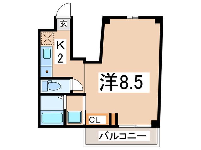 坂道の家(1K/3階)の間取り写真