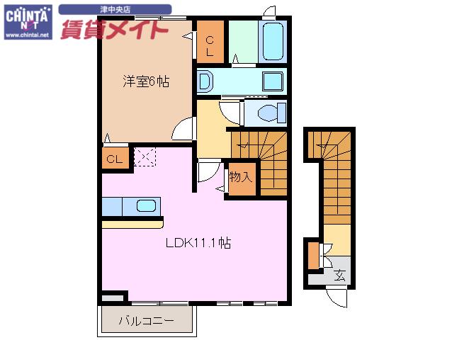 Y・Y LILY A(1LDK/2階)の間取り写真
