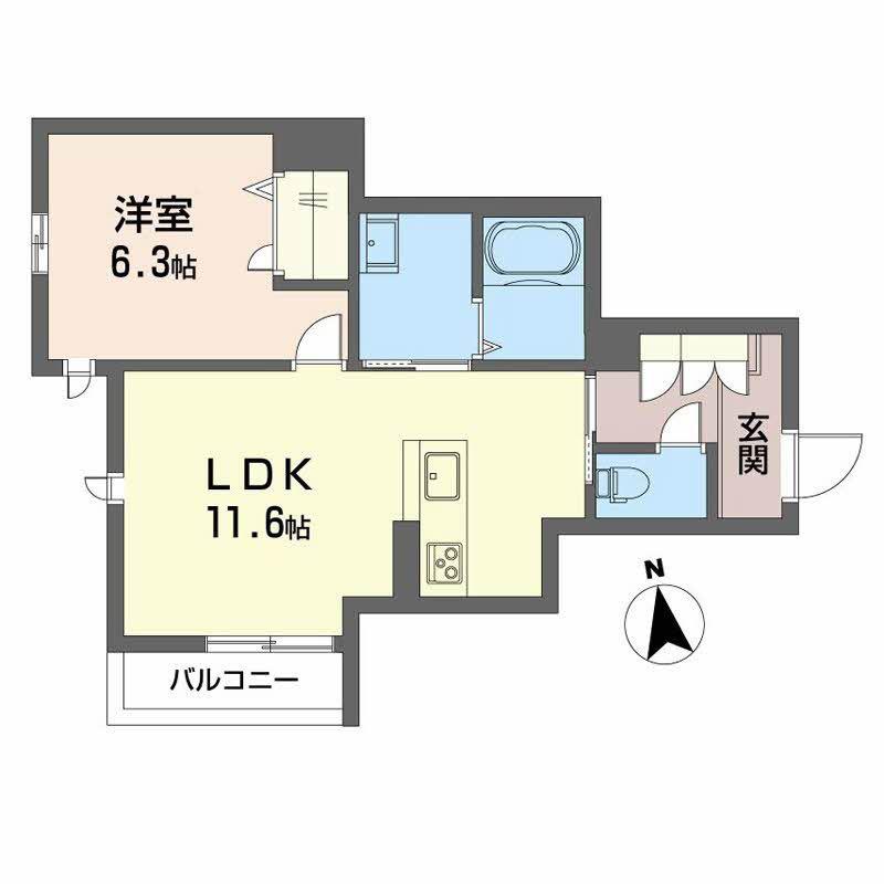 グランドマテリアル(1LDK/2階)の間取り写真