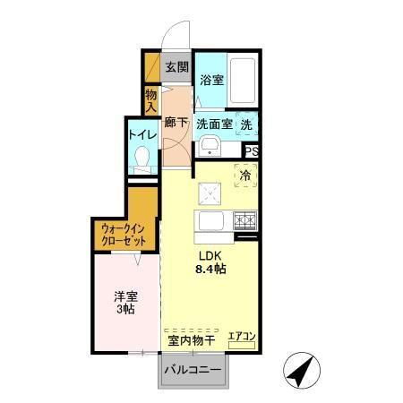 ミヤルーム(1LDK/1階)の間取り写真