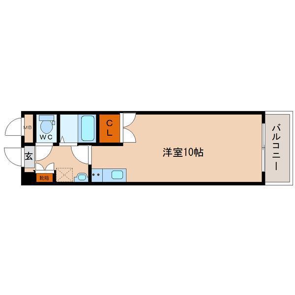 オーブII(ワンルーム/3階)の間取り写真