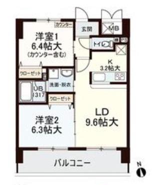 ソレイユアンドメイプル(2LDK/3階)の間取り写真