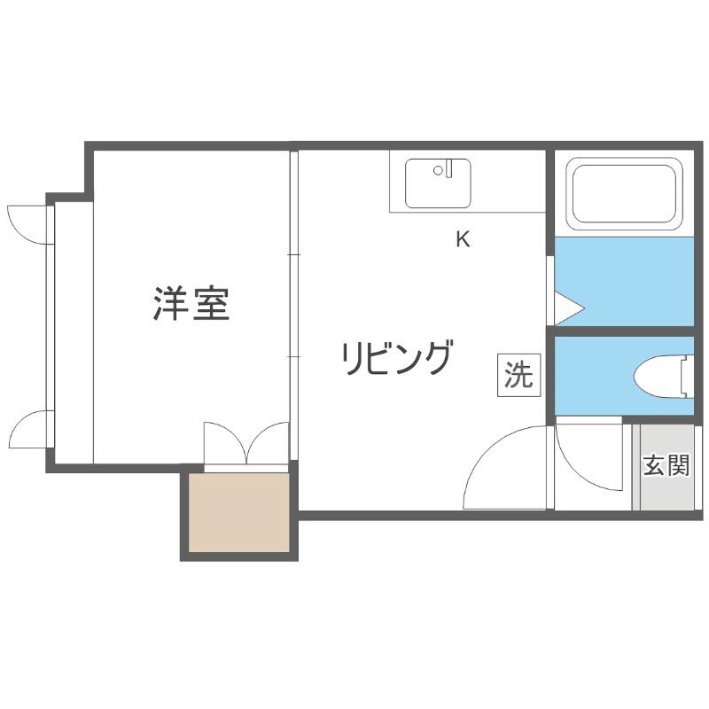 アーバンコート東札幌IIIA(1DK/2階)の間取り写真