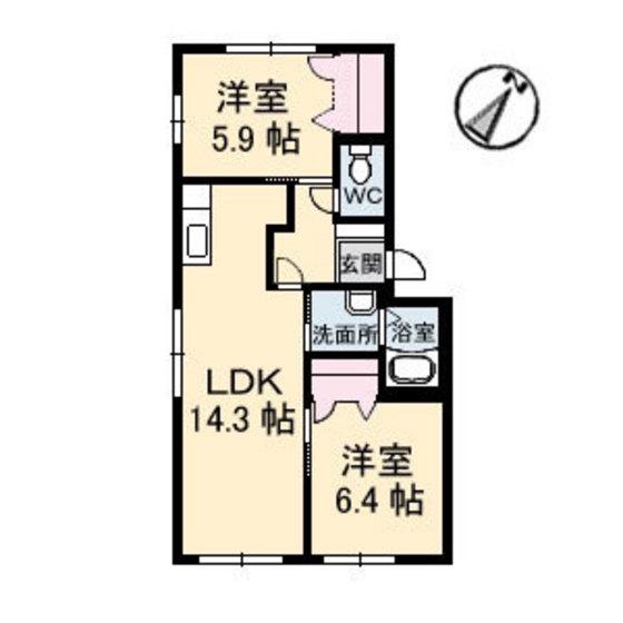 メゾン桜(2LDK/1階)の間取り写真
