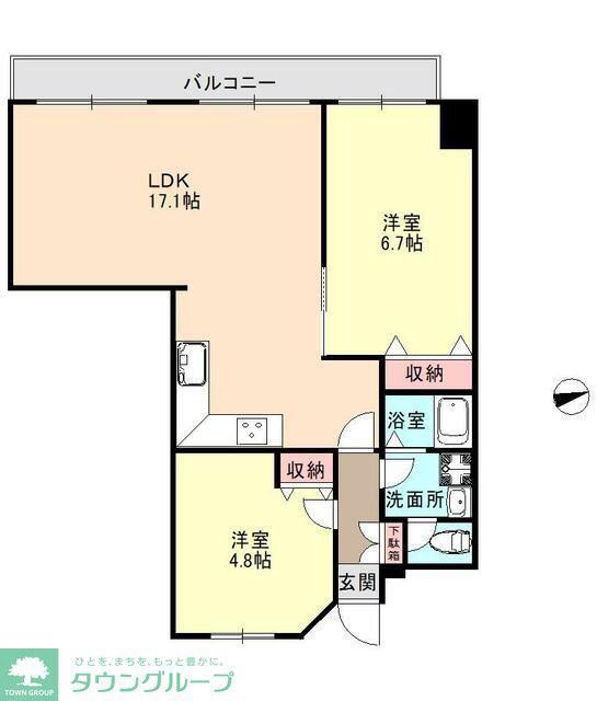エイム柏(2LDK/2階)の間取り写真
