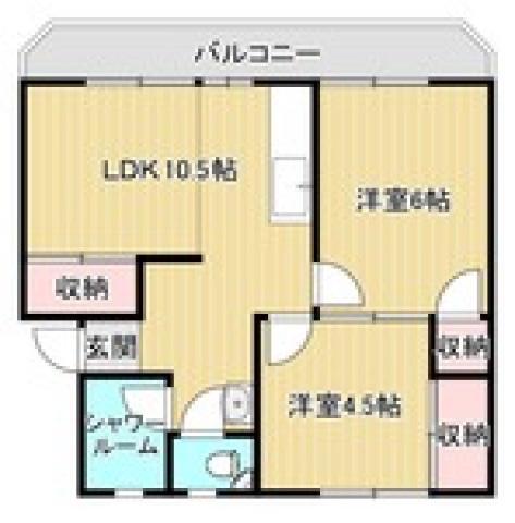 鶴の里ハイツ(2LDK/3階)の間取り写真
