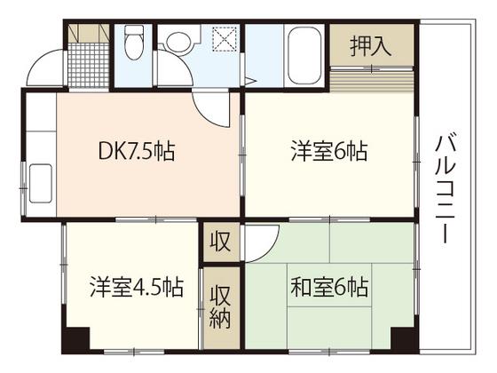 根石ビル(3DK/3階)の間取り写真