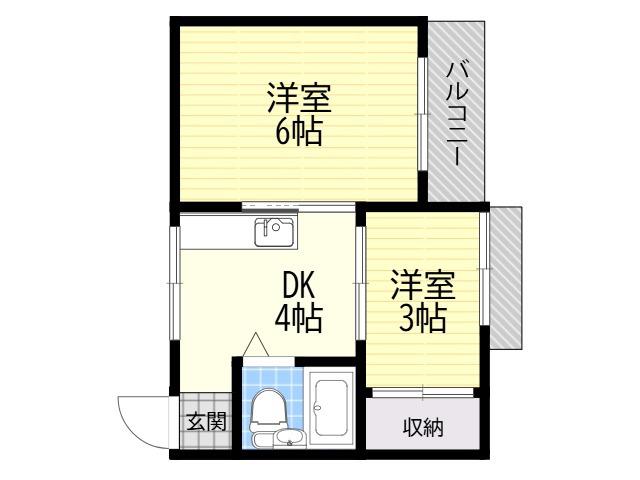 グランシャトー(2DK/3階)の間取り写真