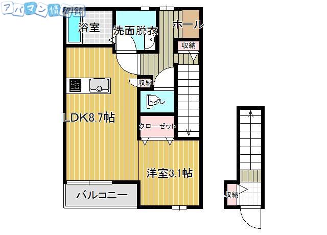 サウスコート(1LDK/2階)の間取り写真