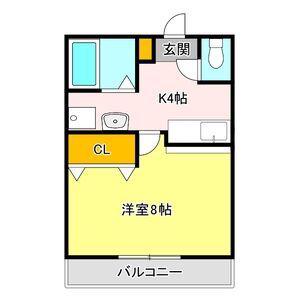 ＪＲ宇都宮線 雀宮駅 徒歩7分 2階建 築28年(1K/1階)の間取り写真