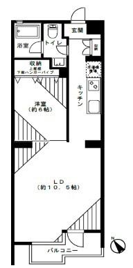 かなりマンション赤坂(1LDK/2階)の間取り写真