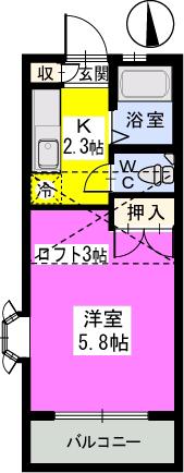 パロッセ綾(1K/1階)の間取り写真