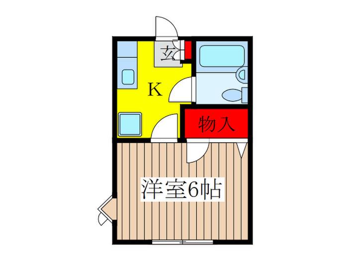 オックスフォードタウンD(1K/1階)の間取り写真