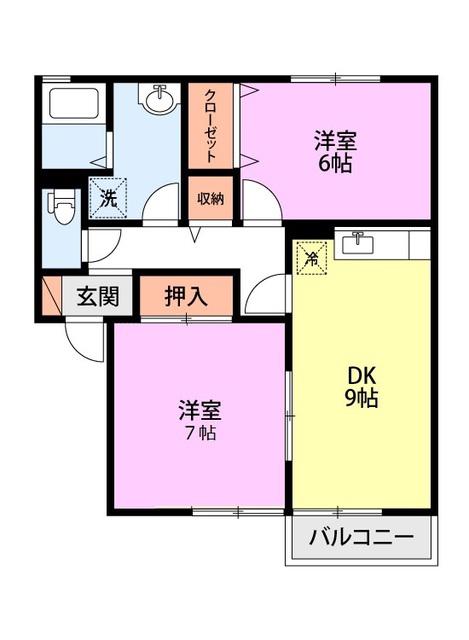 ピア ソピアA(2DK/2階)の間取り写真
