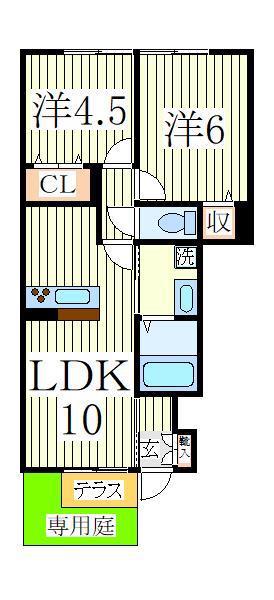 クライノモー I(2LDK/1階)の間取り写真