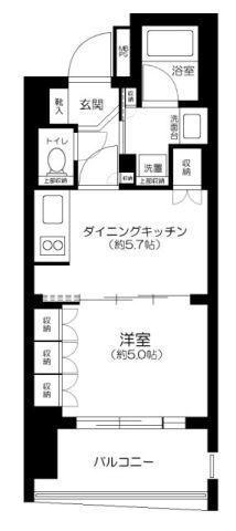 ライオンズアイル赤坂(1DK/9階)の間取り写真