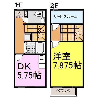リースランド北条宮の町(1SDK/1階)の間取り写真