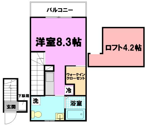 パーシモン(1K/2階)の間取り写真